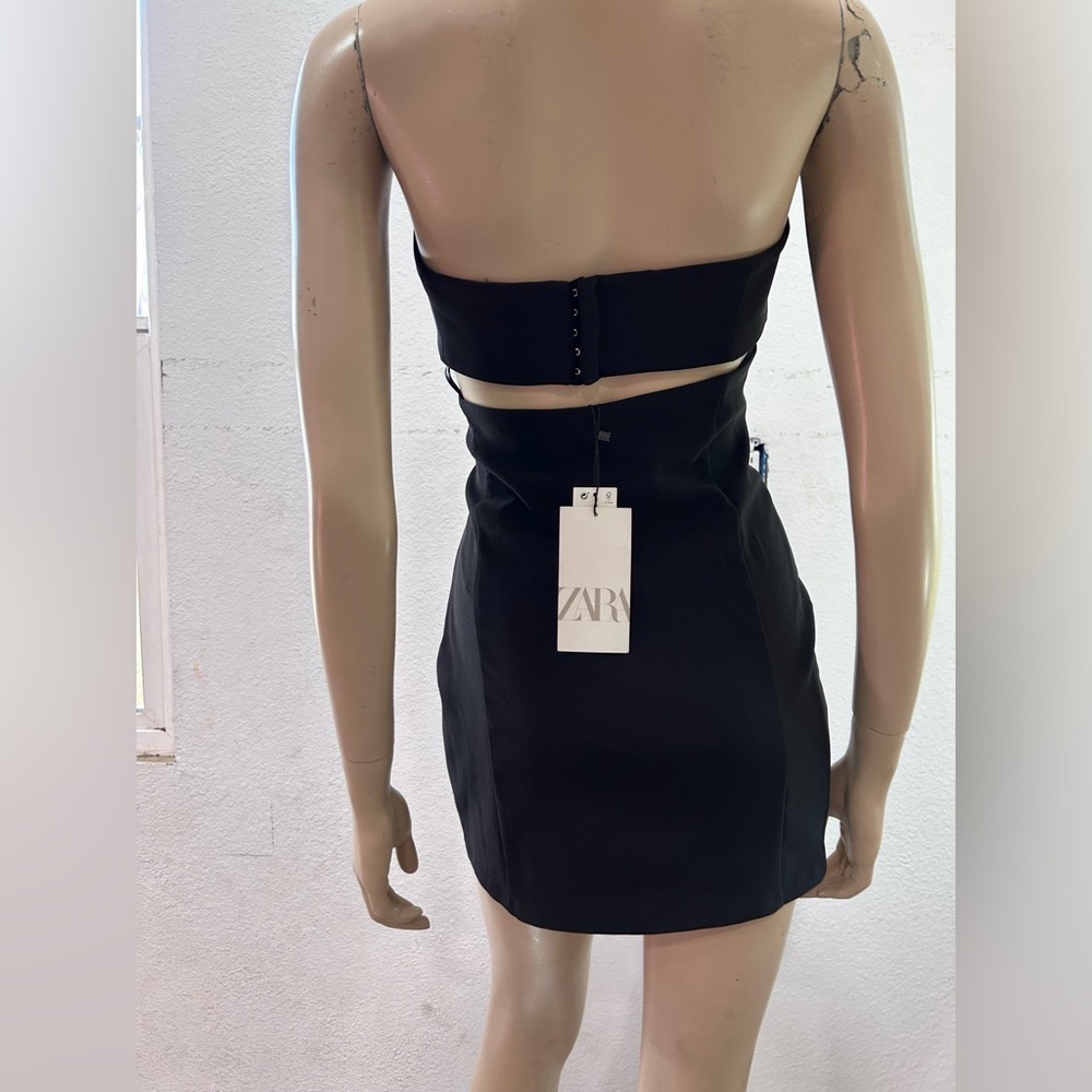 Zara Strapless Black Dress with Bow - Picture 4 of 16